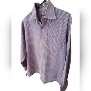 EUC Hugo Boss blue striped button up long sleeve dress shirt size 17